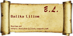 Balika Liliom névjegykártya